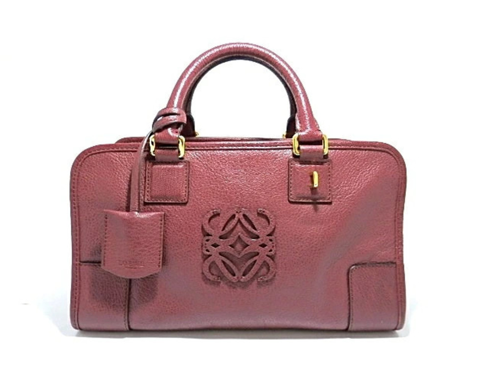 Loewe Amazona Handbag Embossed Leather Bordeaux Purple